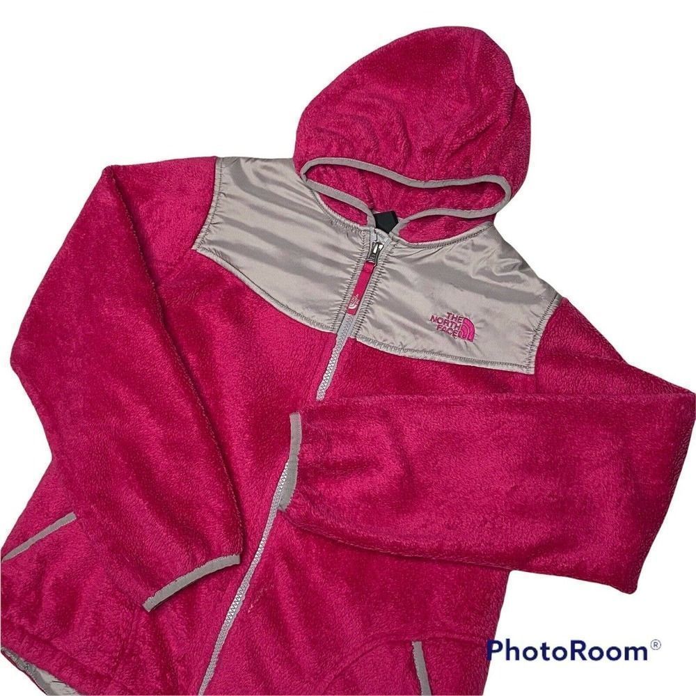 The North Face Pink Sweatshirt Fuzzy Pink Hoodie Fleece Full Zip Girls XL 18